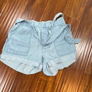 light blue tie back shorts